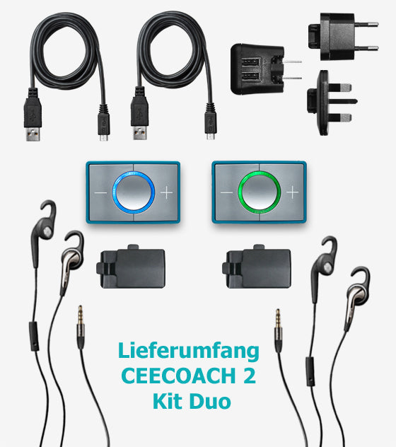 CEECOACH 2 Bundle "EXCLUSIVE" (= 1 x CEECOACH 2 Kit Duo, 2 x BT-Headset Talk 45, 1 x  Storage case)